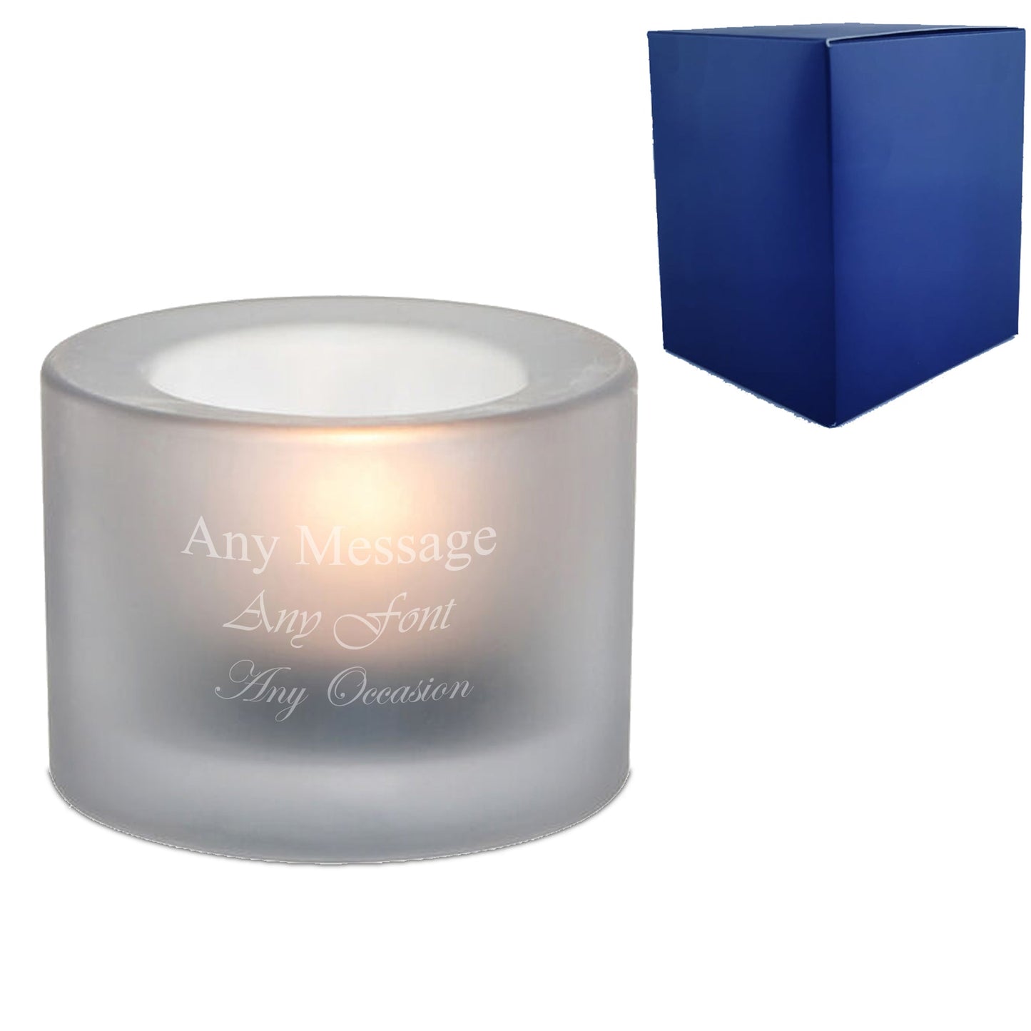 Engraved Chunky White Tealight Holder