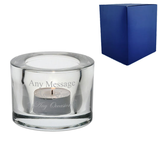 Engraved Chunky Clear Tealight Holder