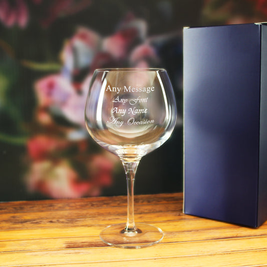 Personalised Engraved Primeur 24oz Gin Balloon Cocktail Glass - Any Message Engraved