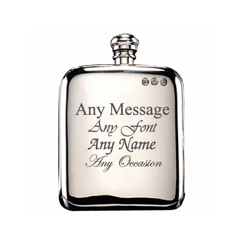 Engraved 6oz Pewter Hip Flask