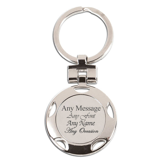Engraved Round Crown Keyring