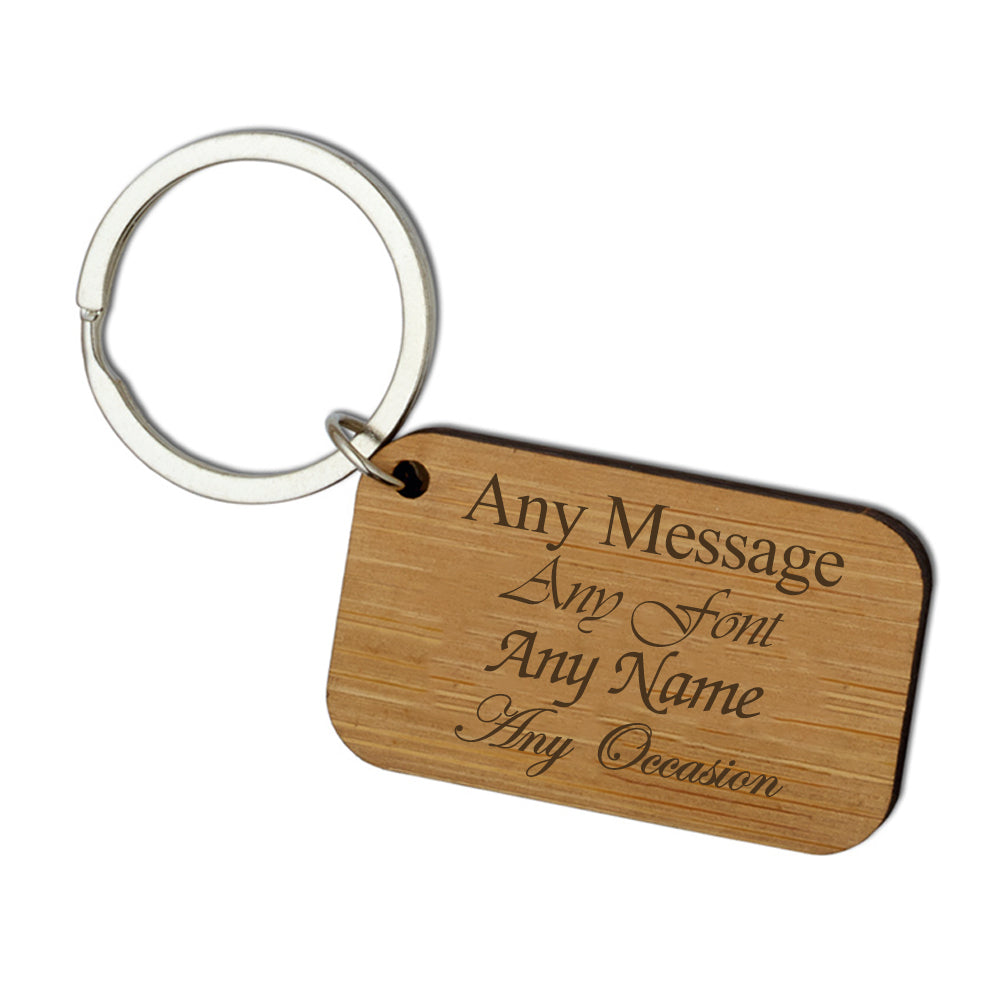 Engraved Bamboo Keyring