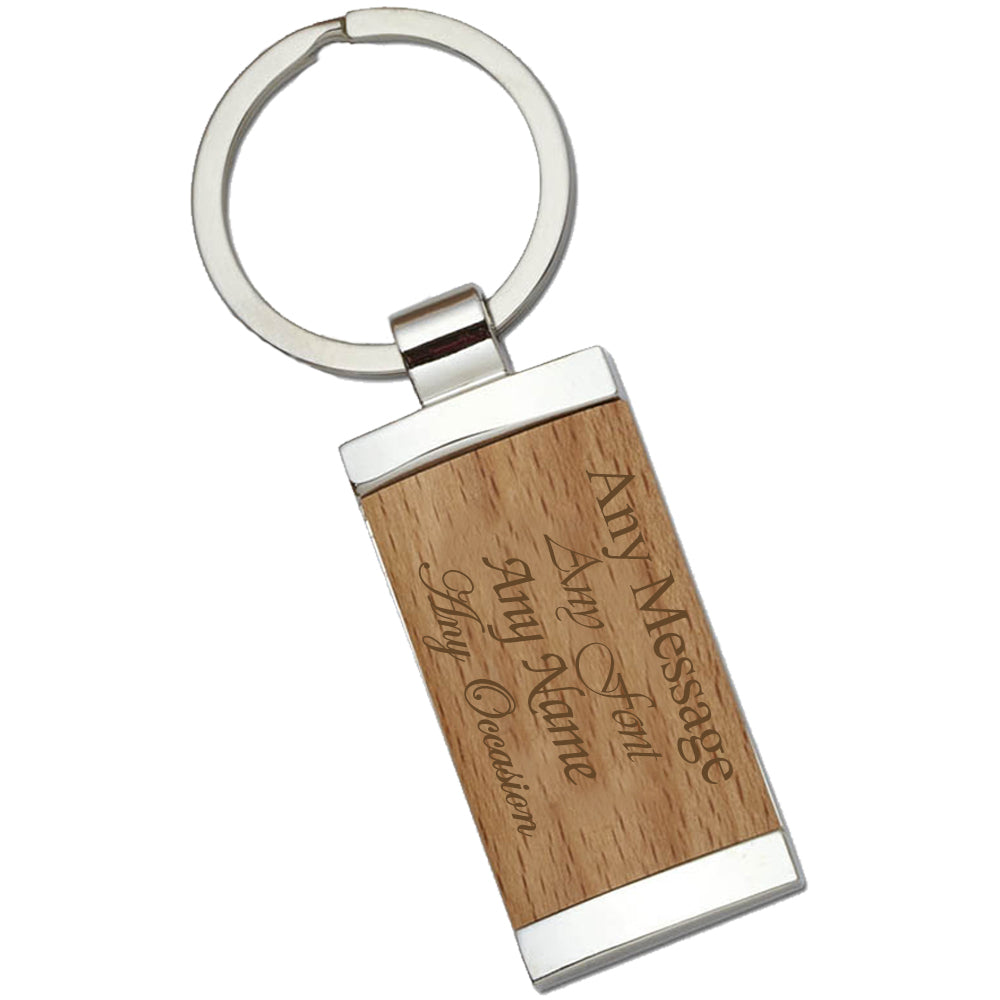 Engraved Bamboo Keyring with Metal Backing