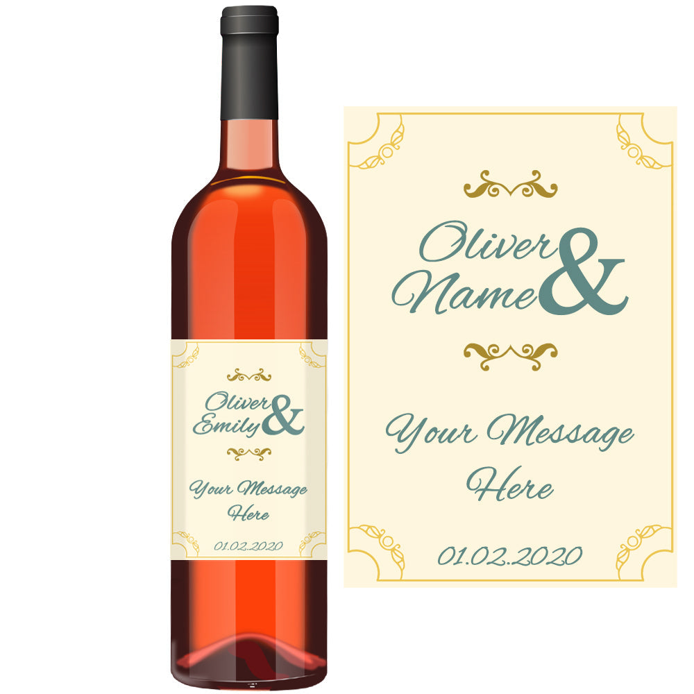 Wine Bottle Label with Wedding Design