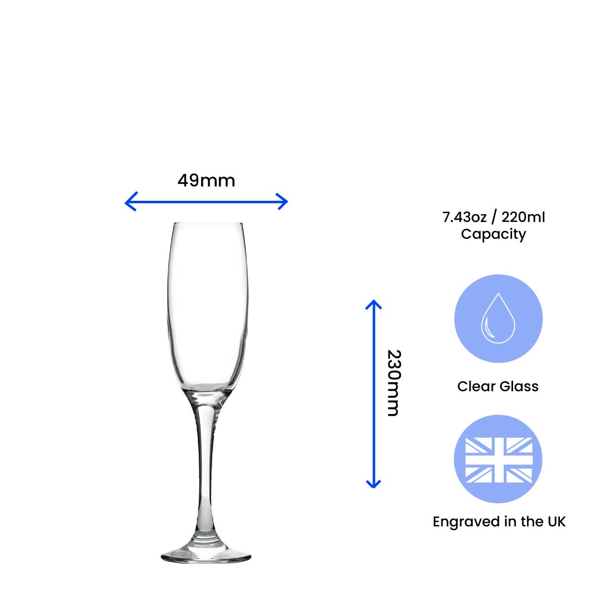 Engraved Champagne Flute Happy 20,30,40,50... Birthday Handwritten