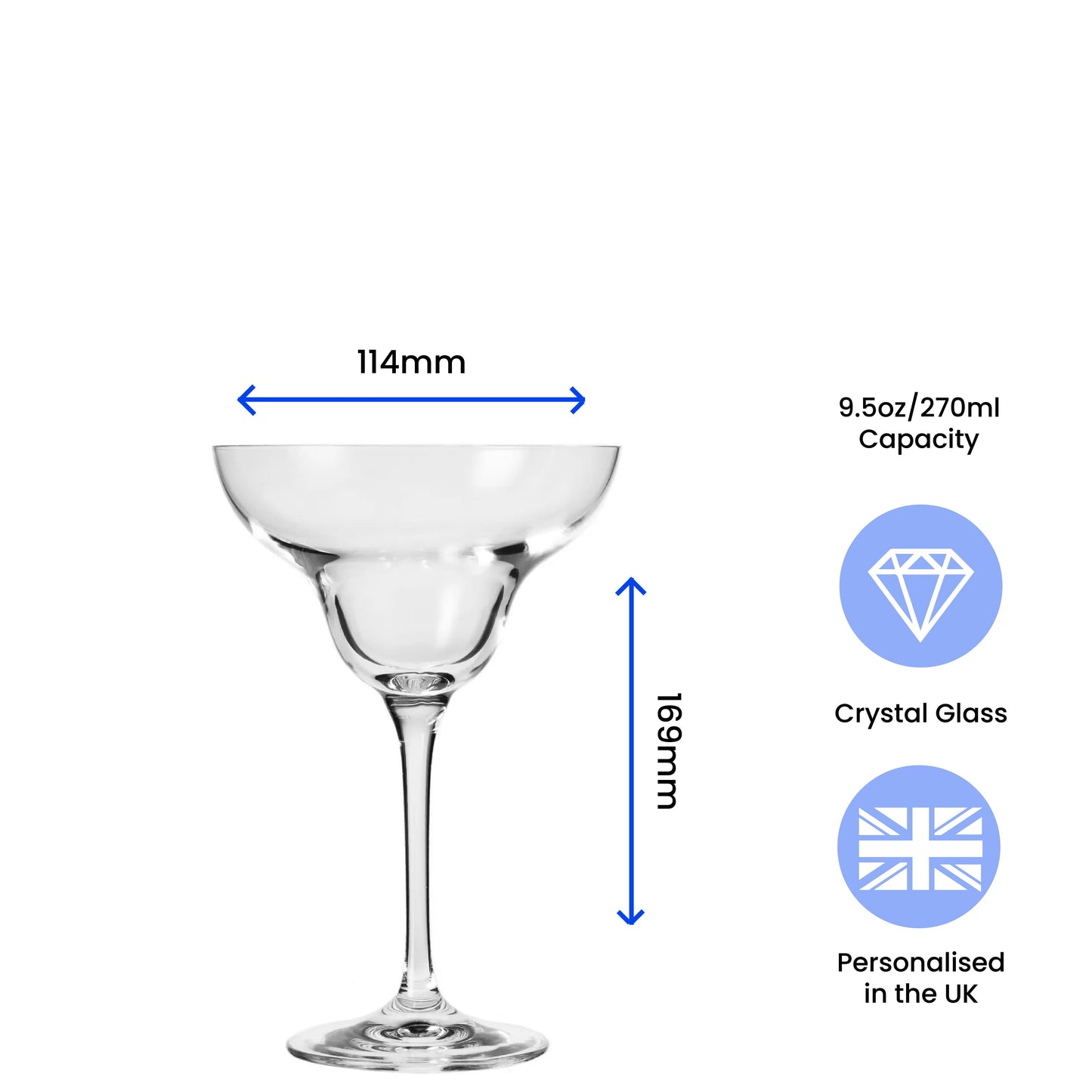 Engraved Crystal Infinity Margarita Cocktail Glass with Initials Design, Personalise with Any Name