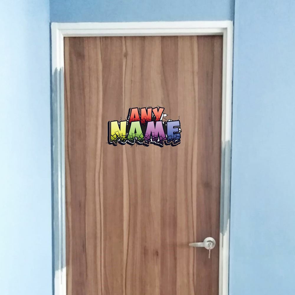 Personalised Multicoloured Graffit Sticker Perfect For Bedroom Doors or Wall Any Name Printed Simply Peel and Stick - 300mm wide