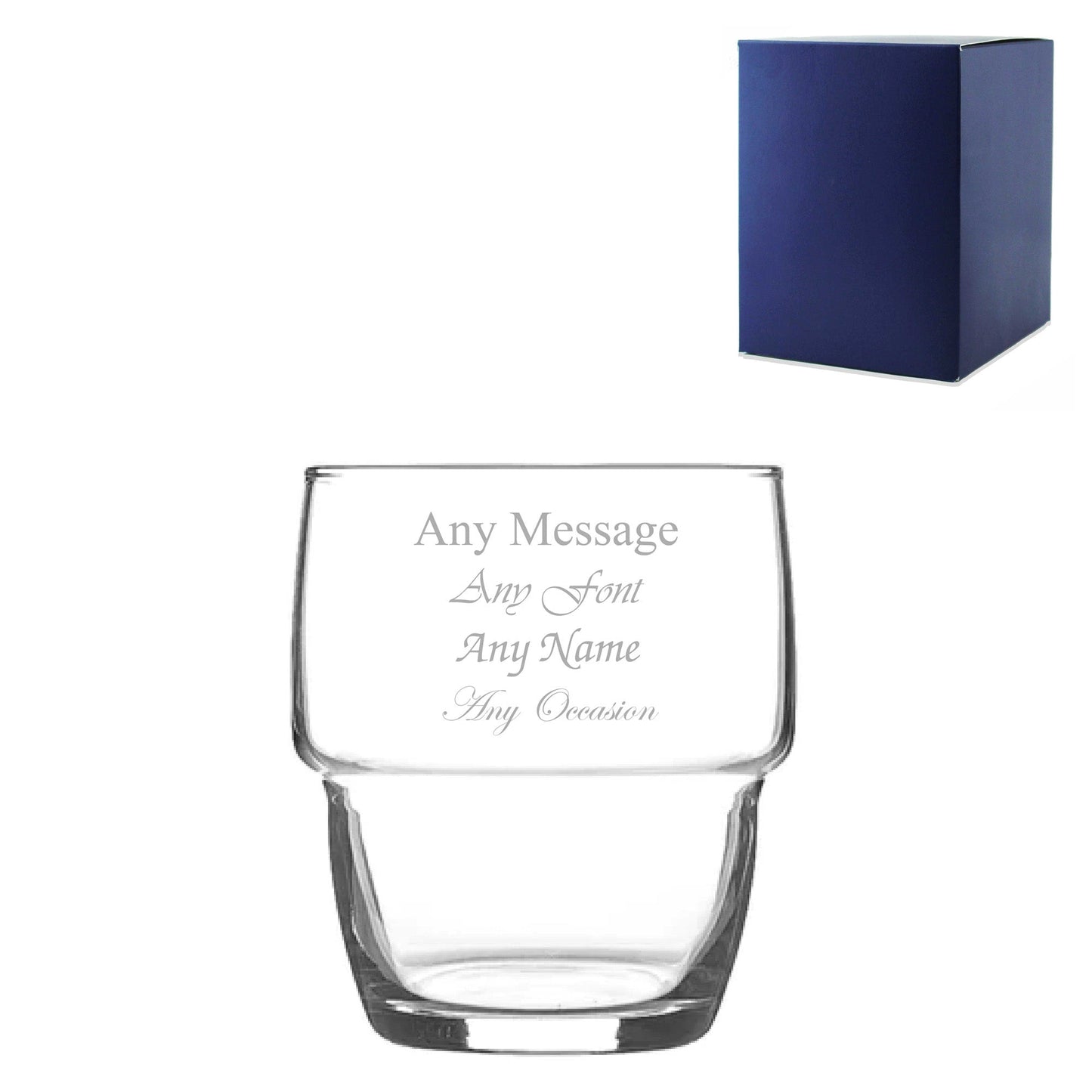 Engraved 285ml Stacking Tumbler Glass with Gift Box