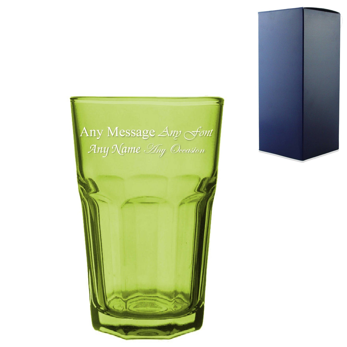 Engraved 365ml Green Coloured Highball Glass with Gift Box