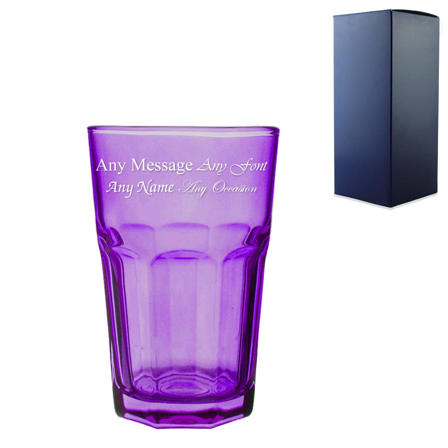 Engraved 365ml Purple Coloured Highball Glass with Gift Box