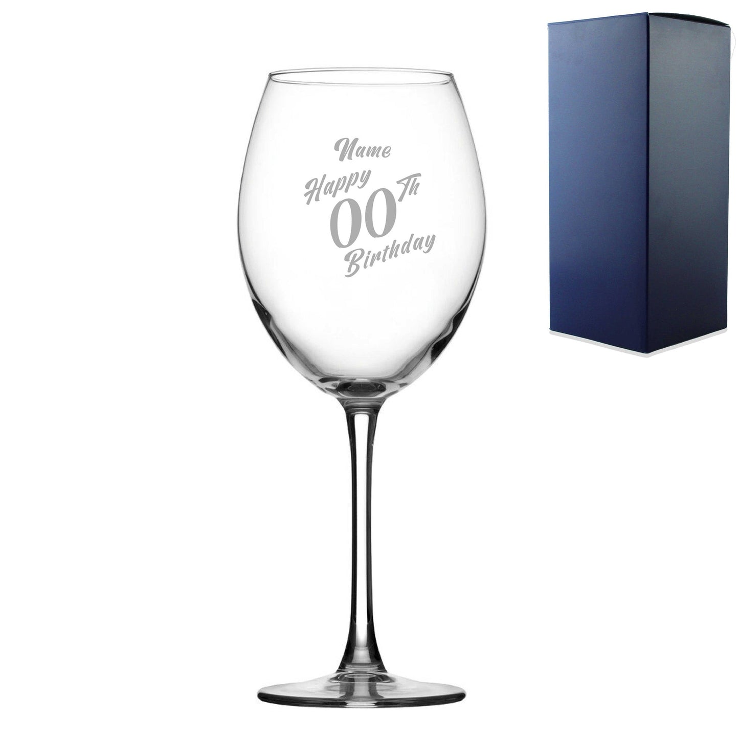 Engraved Enoteca Wine Glass Happy 20,30,40,50...Birthday Slanted, Gift Boxed
