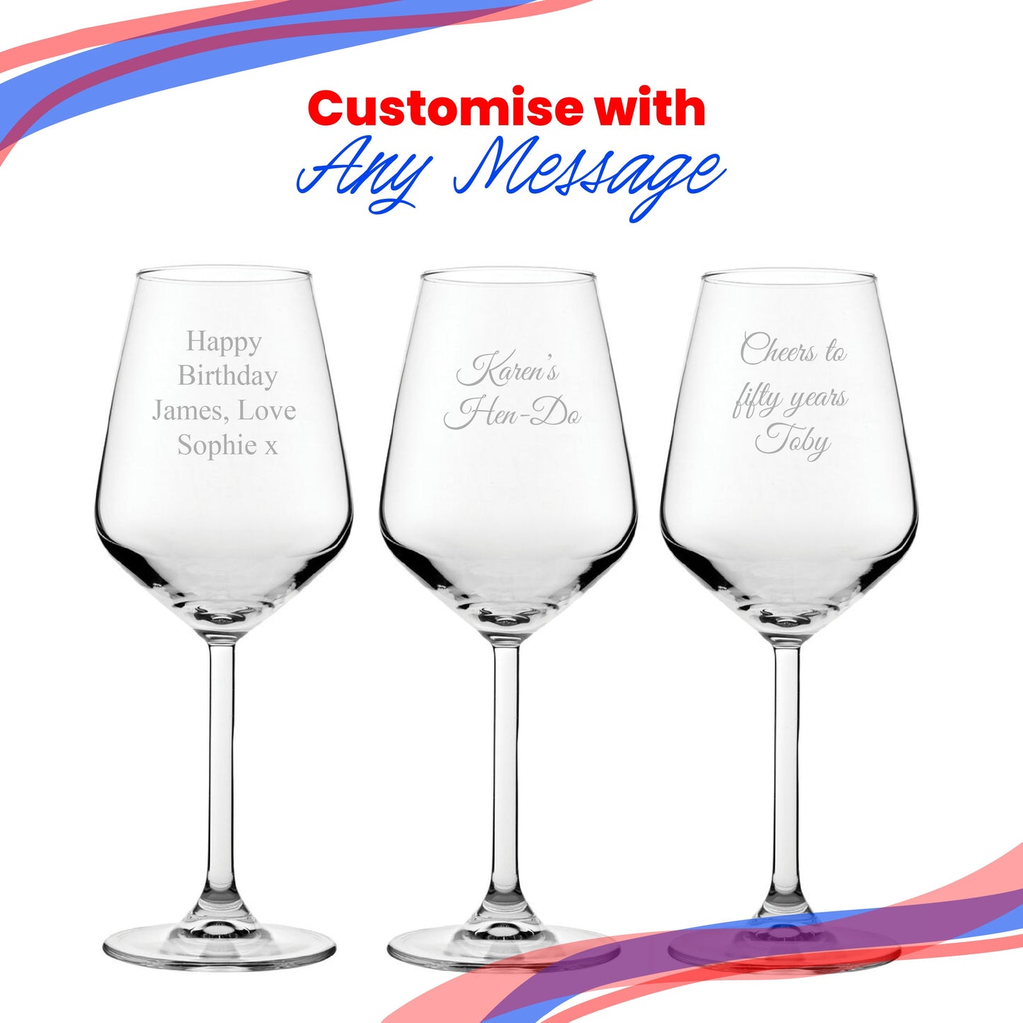 Engraved Allegra White Wine, 12.25oz/362ml Glass, Any Message