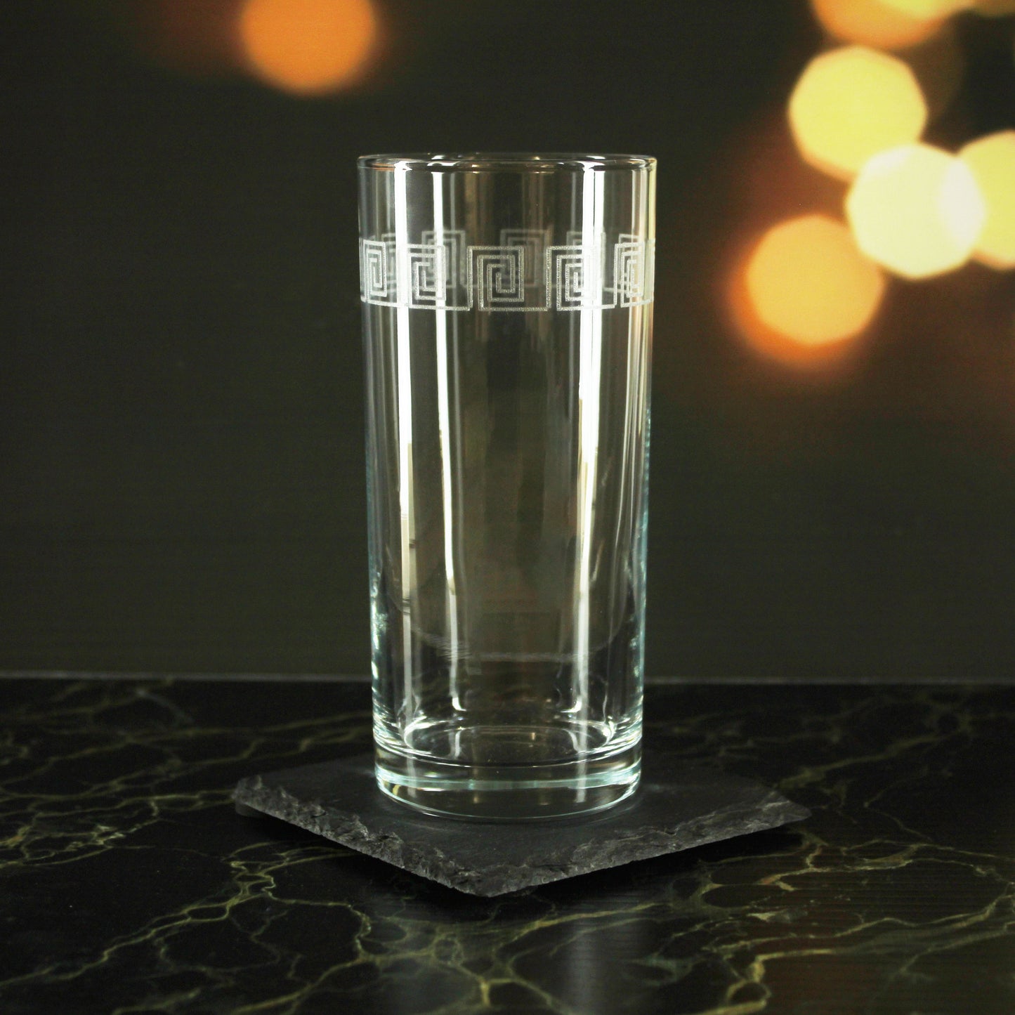 Engraved Geometric Swirls Set of 4 Patterned Hiball 12oz Glasses