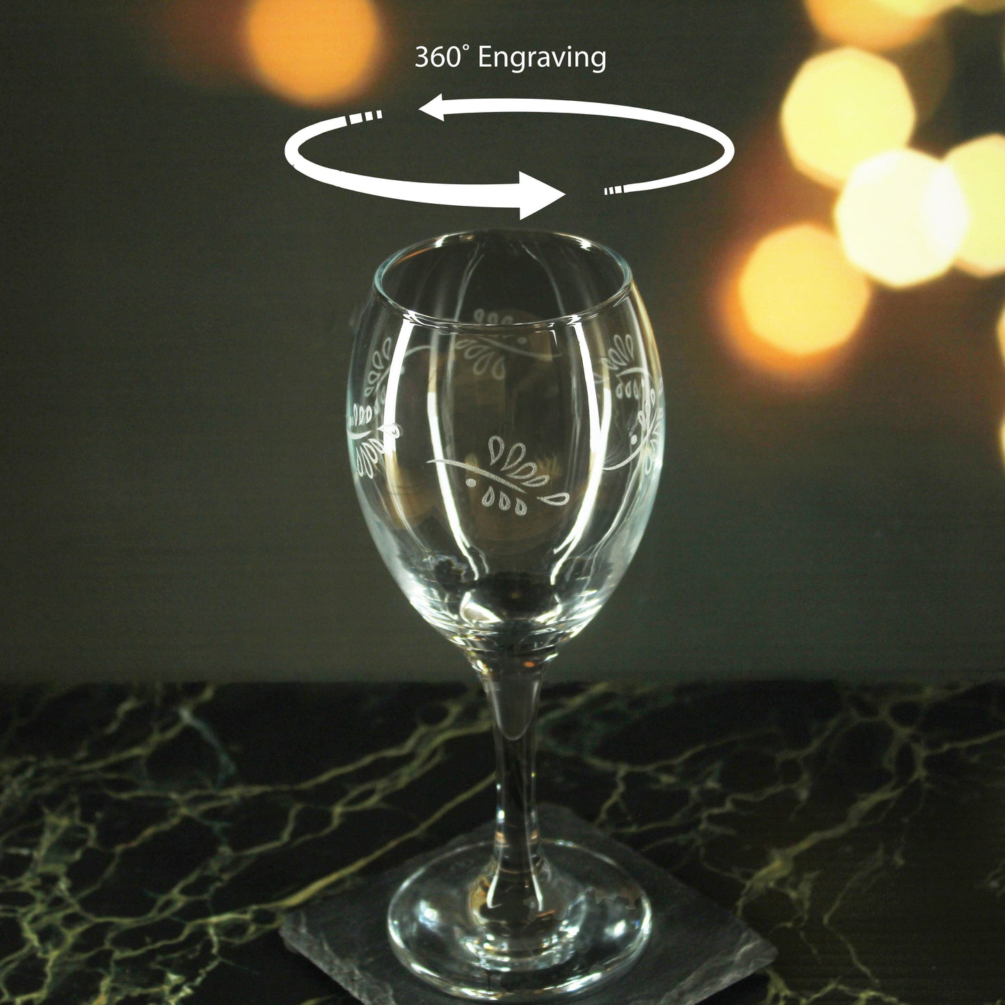 Engraved Leaves Pattern Pure Wine Set of 4 11oz Glasses