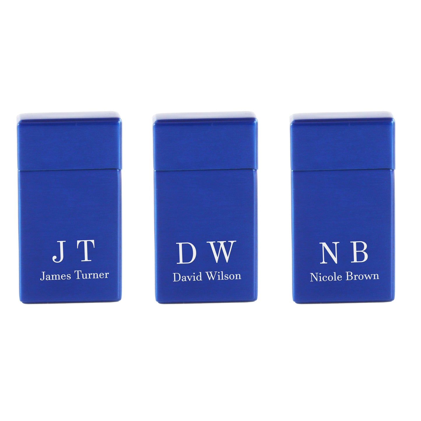 Engraved Jet Gas Lighter Blue Initials Gift Boxed