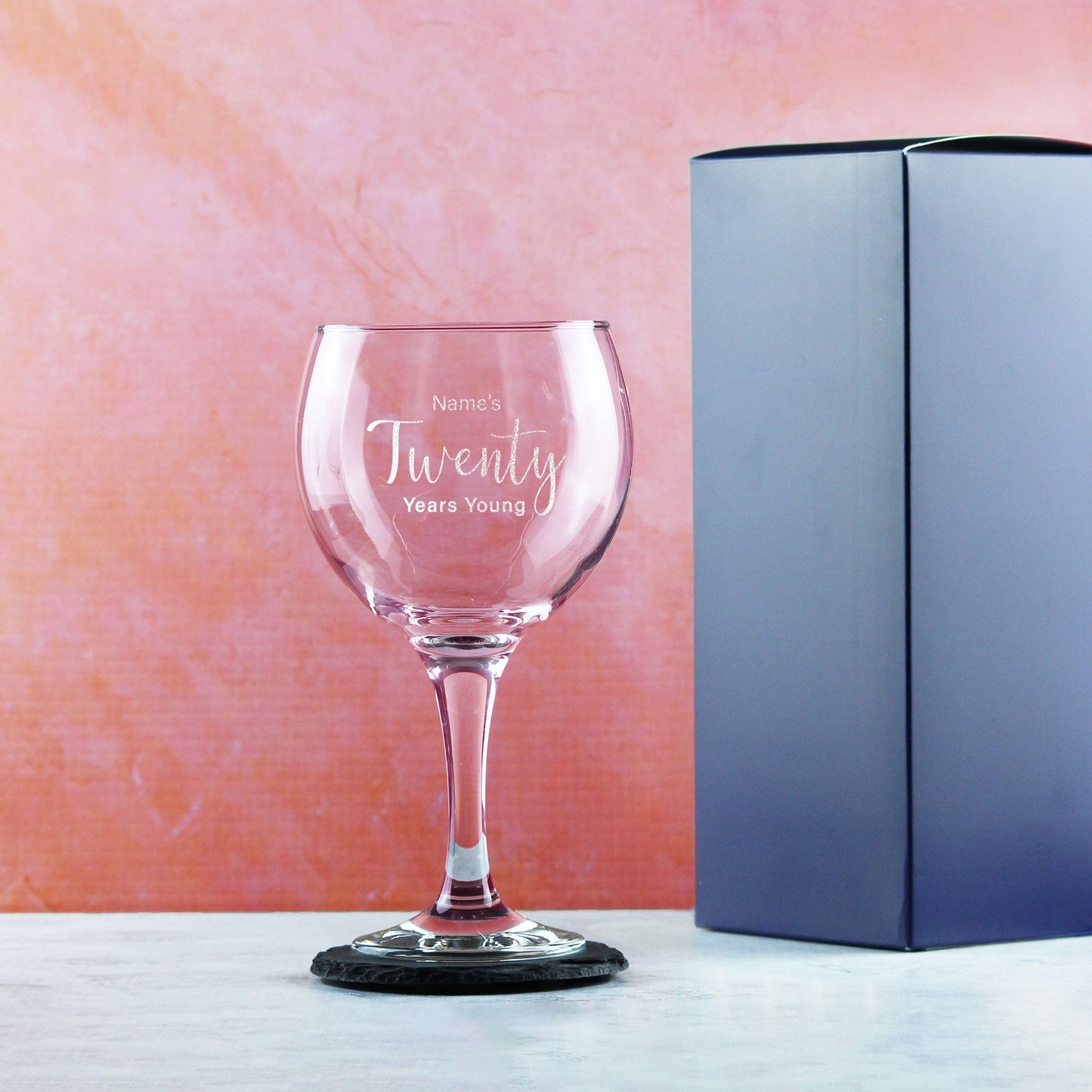 Engraved 20th Birthday Cubata Gin Glass, Years Young Delicate Font