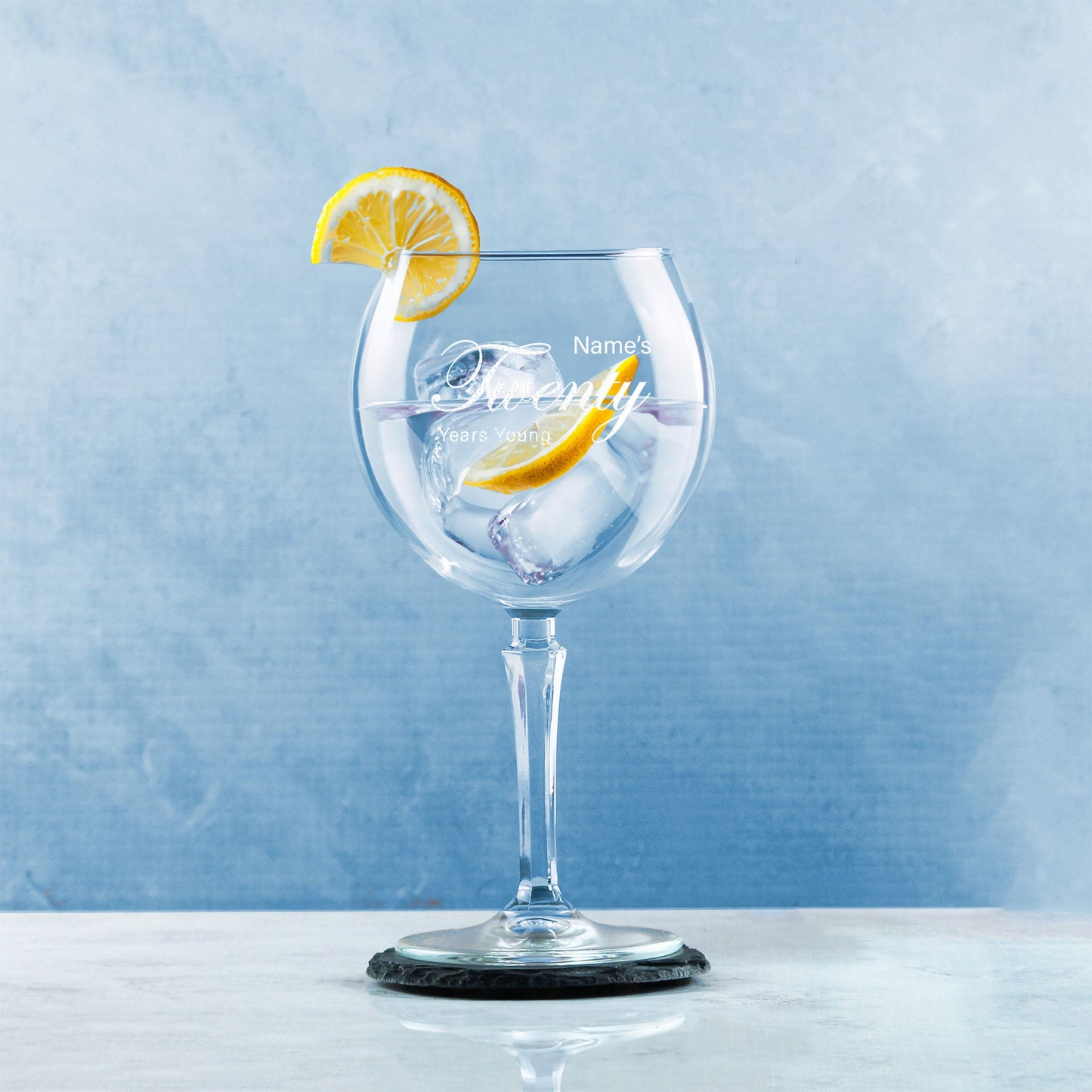 Engraved 20th Birthday Hudson Gin Glass, Years Young Curly Font