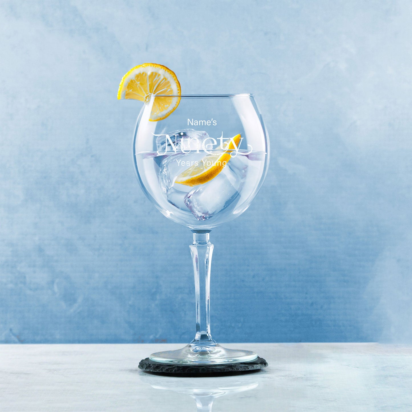 Engraved 90th Birthday Hudson Gin Glass, Years Young Sweeping Font
