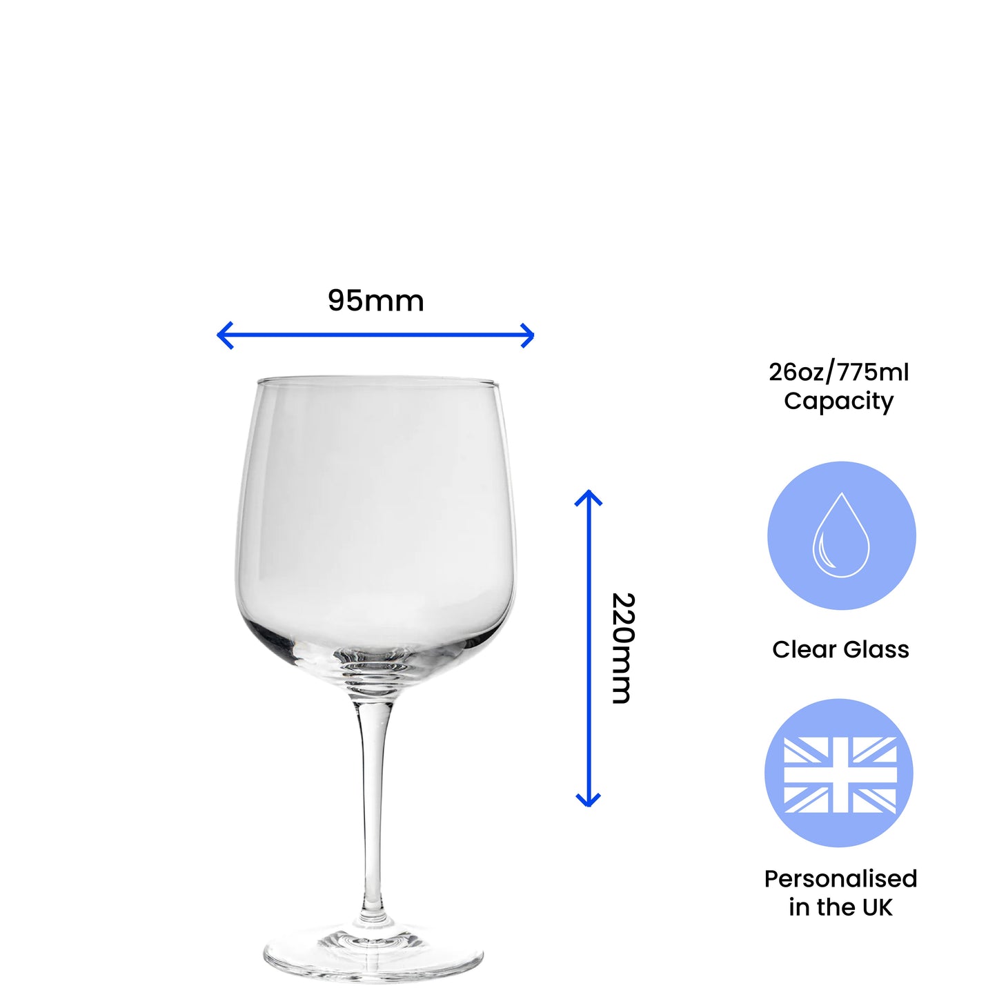 Engraved Premium Gin Balloon, Hiball and Cocktail Glasses Personalise Any Message