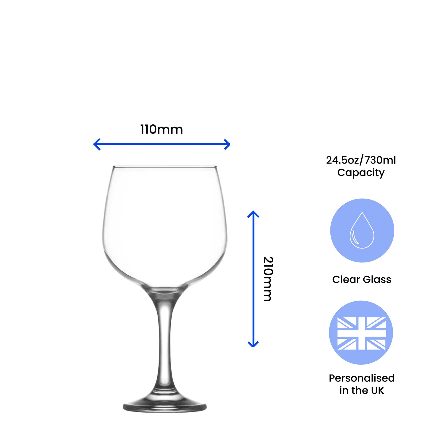 Engraved Premium Gin Balloon, Hiball and Cocktail Glasses Personalise Any Message