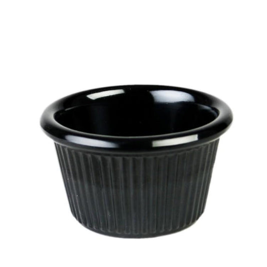 Fluted Melamine Black Ramekin 44ml - Pack Of 12