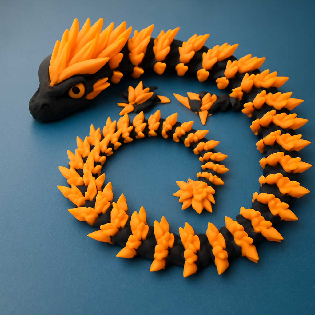 Orange & Black Articulated Dragon β 3D Printed Fidget Fantasy Toy