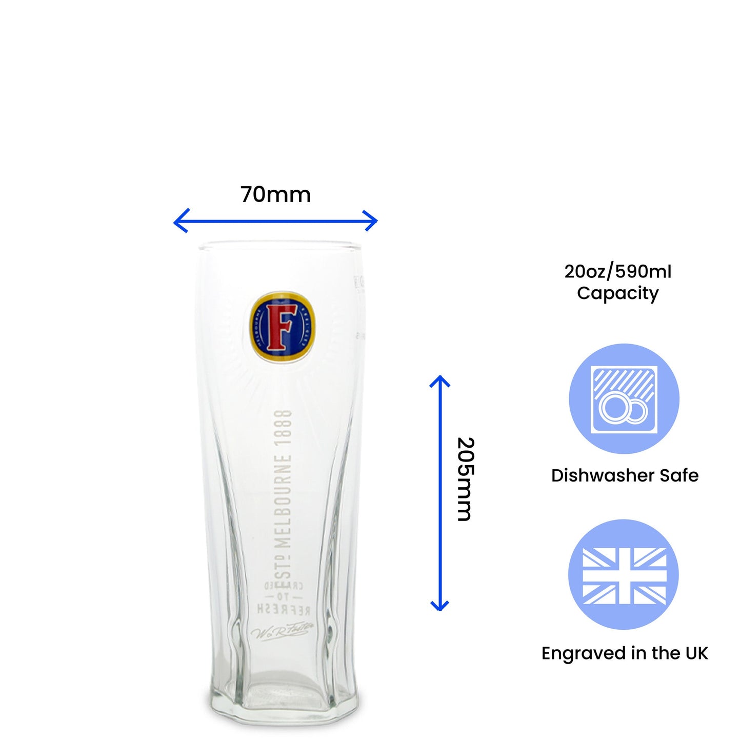 Engraved Fosters Pint Glass