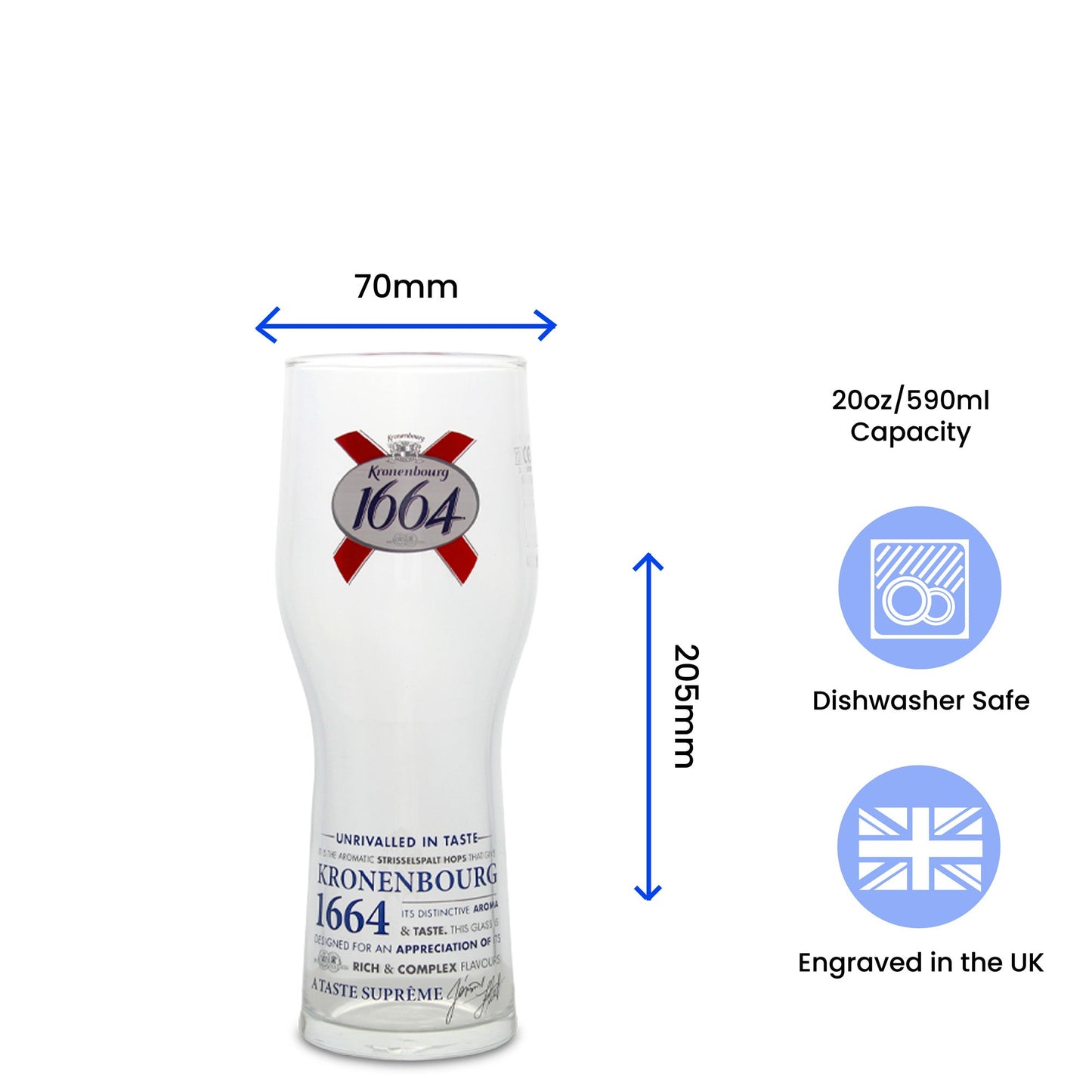 Engraved Kronenbourg Pint Glass
