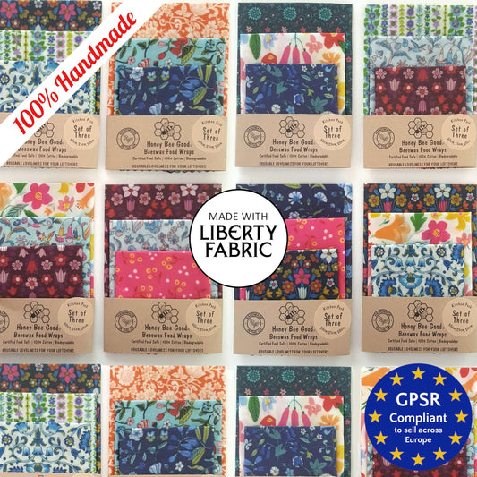 *Made with Liberty Fabric Set of 3 Handmade Beeswax Wraps