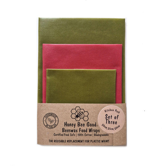 *Set of 3 Handmade Beeswax Wraps | Earth Tones Sage