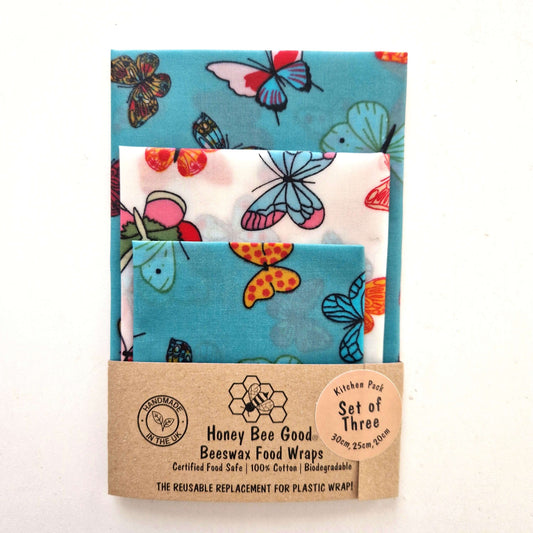 *Set of 3 Handmade Beeswax Wraps | Butterflies