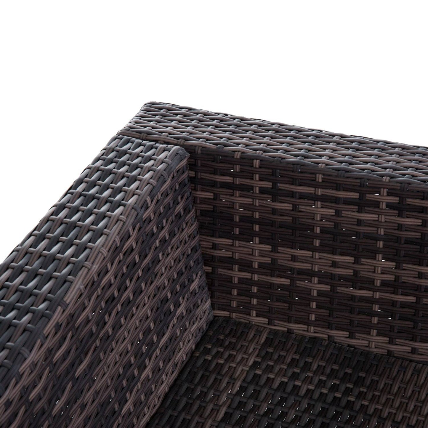 6 PC Rattan Sofa Coffee Table Set Sectional Wicker Weave Furniture for Garden Outdoor Conservatory w/ Pillow Cushion Brown