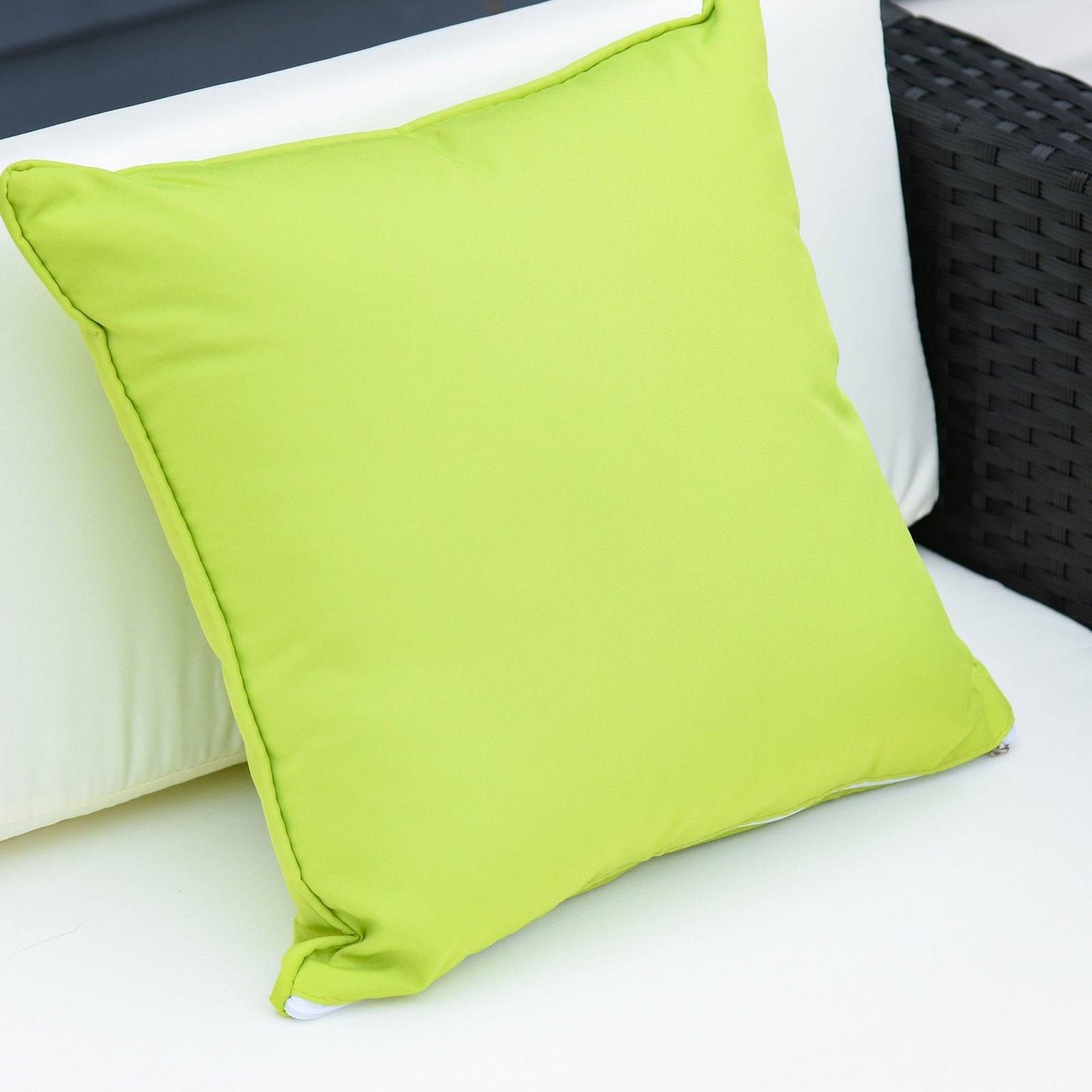 Outsunny 4-Seater Rattan Sofa Set  Garden Outdoor Sectional Sofa Coffee Table Metal Frame With cushion Pillows-Black