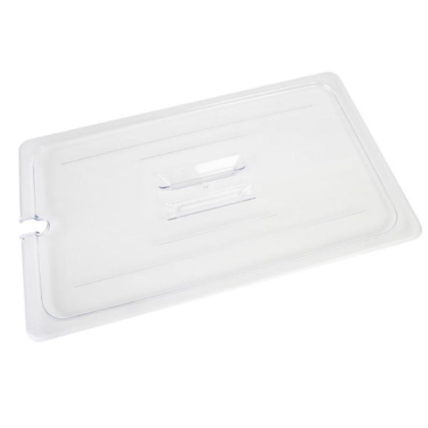 Full Size Polycarbonate Clear Food Pan Lid with Spoon Notch and Handle