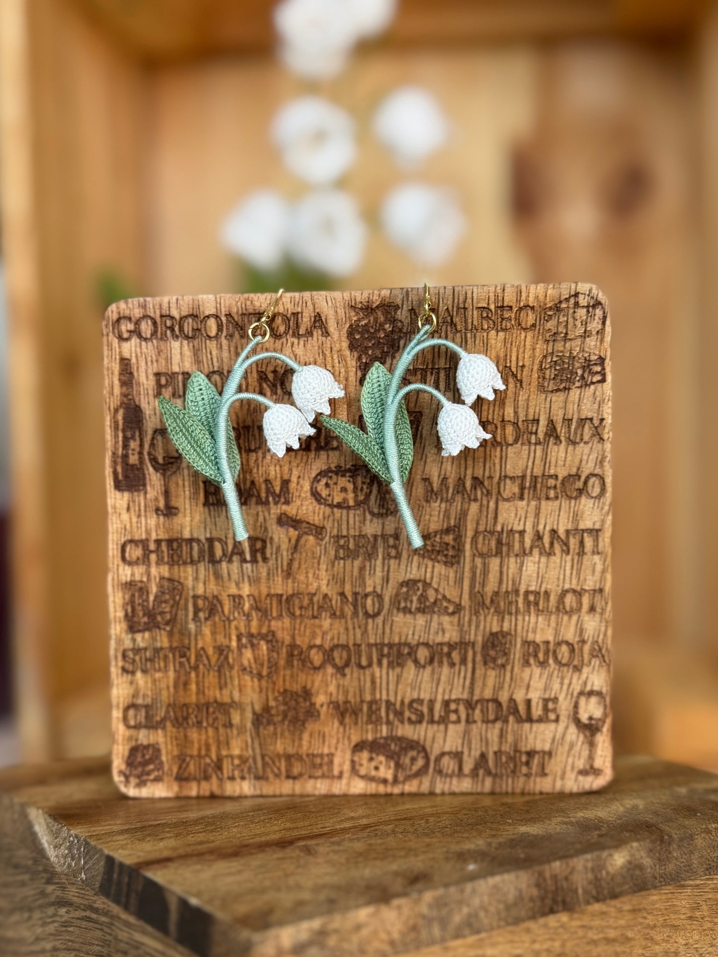 Lily of Valley Micro Crochet Earrings