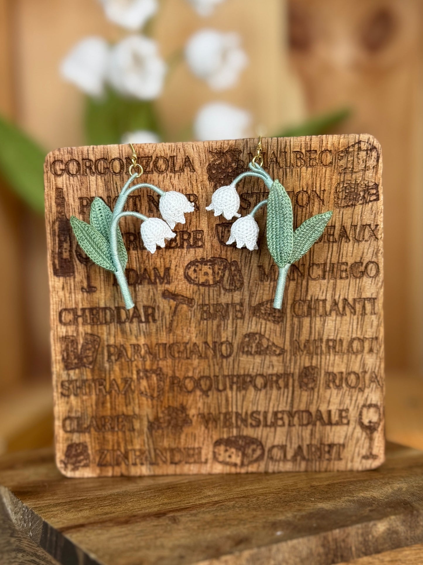 Lily of Valley Micro Crochet Earrings