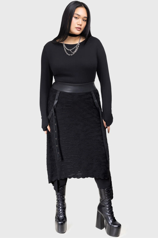 Killstar Gloomara Textured Jersey Skirt