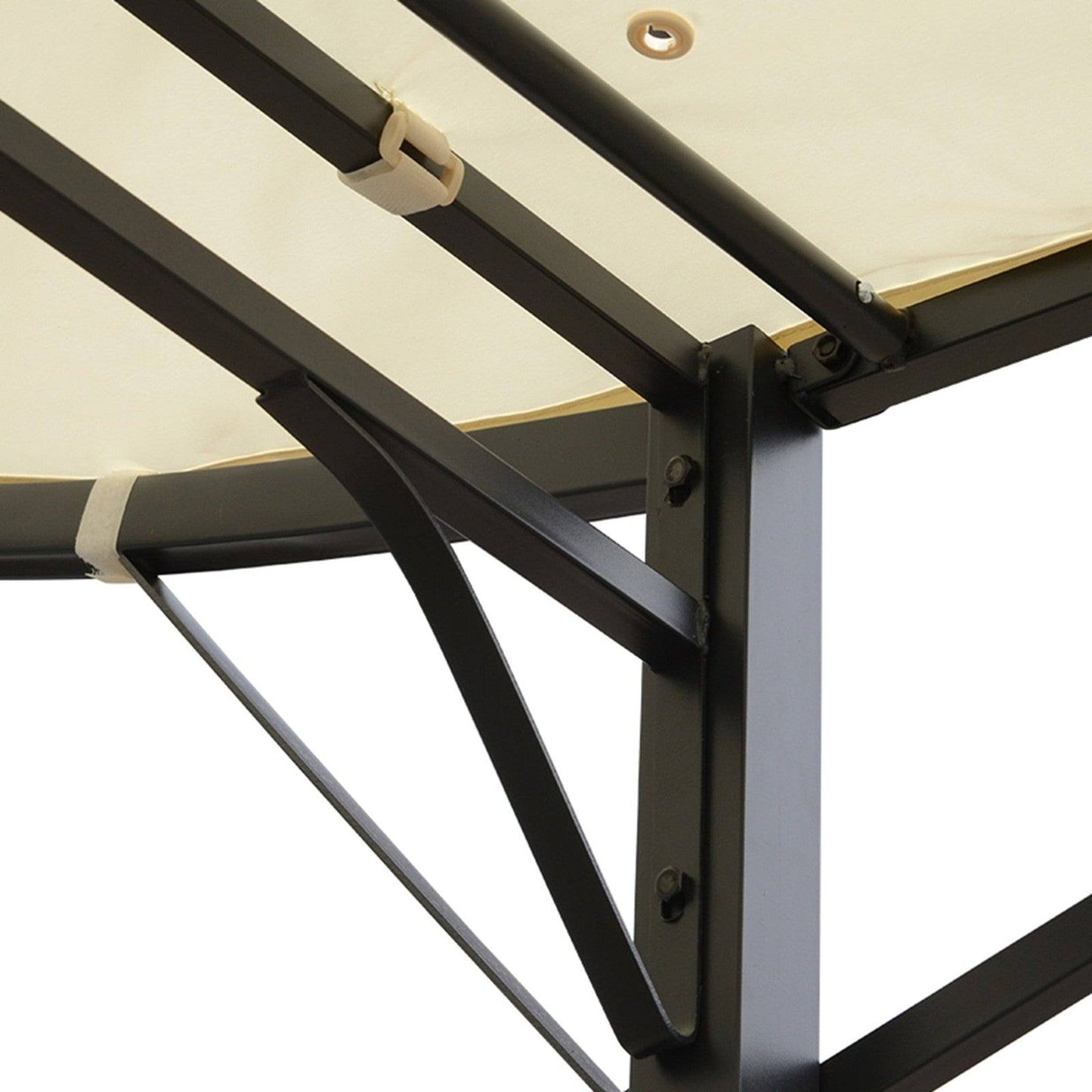 3 x 2.5m Patio Metal Gazebo Door Window Awning Wall Mount Canopy Outdoor Sunshade with Extended Shelter Cream White