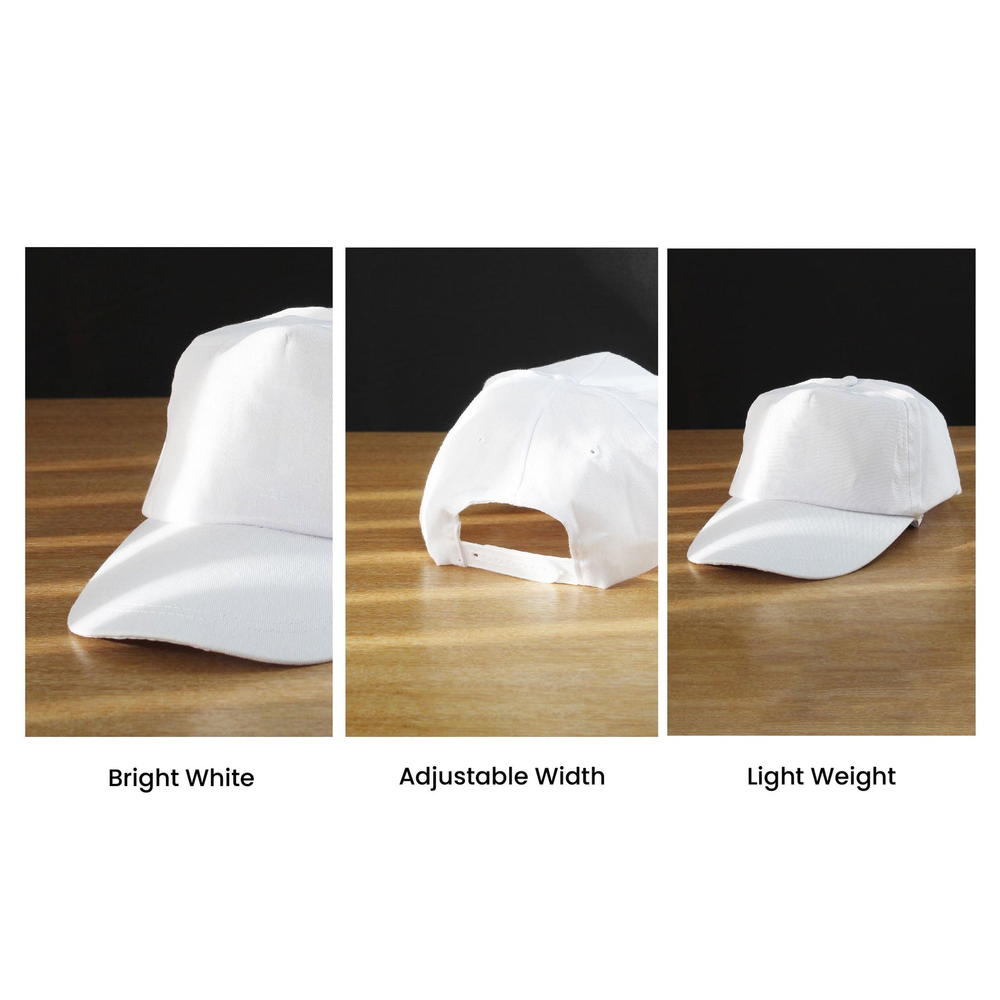 Printed White Baseball Cap, Any Message, Any Colour, Adjustable Size