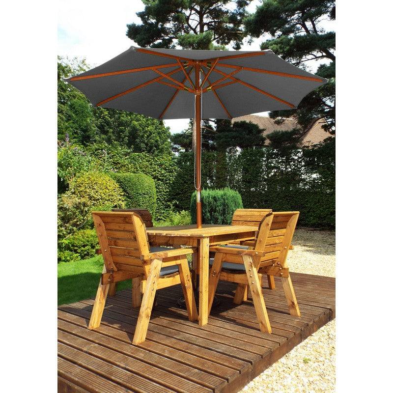 Scandinavian Redwood Garden Patio Dining Set by Charles Taylor - 4 Seat Grey Cushions