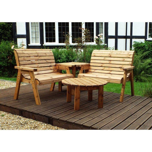 Scandinavian Redwood Garden Patio Dining Set by Charles Taylor - 4 Seat Grey Cushions