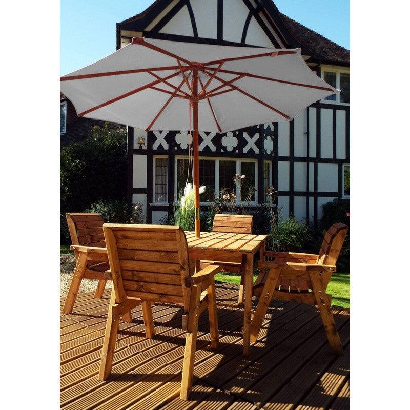 Scandinavian Redwood Garden Patio Dining Set by Charles Taylor - 4 Seat Grey Cushions