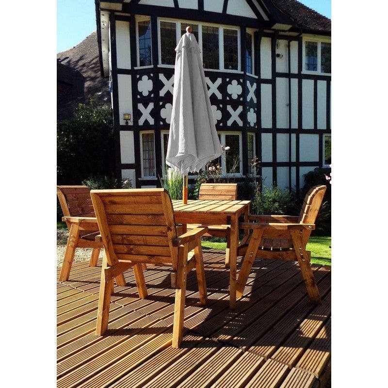 Scandinavian Redwood Garden Patio Dining Set by Charles Taylor - 4 Seat Grey Cushions