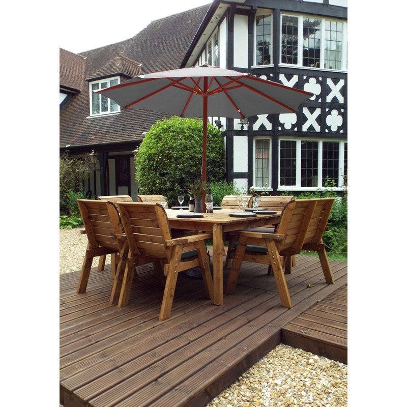 Scandinavian Redwood Garden Patio Dining Set by Charles Taylor - 8 Seat Grey Cushions
