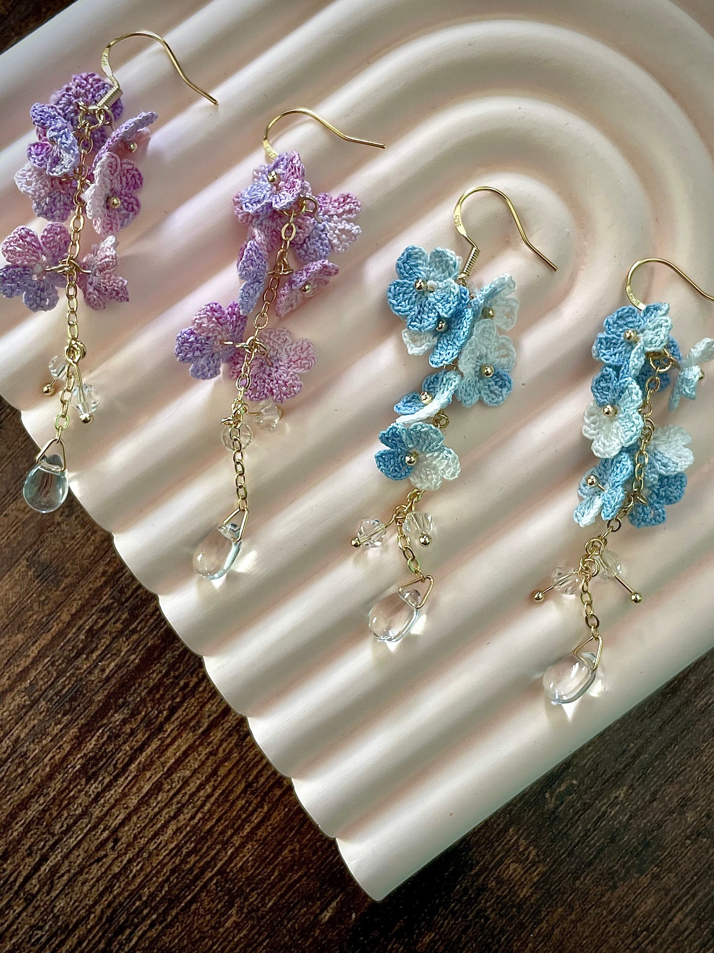 Myosotis Earring Danglers Micro-Crochet that Blossom with Charm