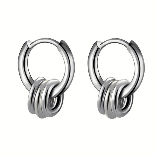 Kingsley Triple Hoop Detail Stainless Steel Hoop Earrings