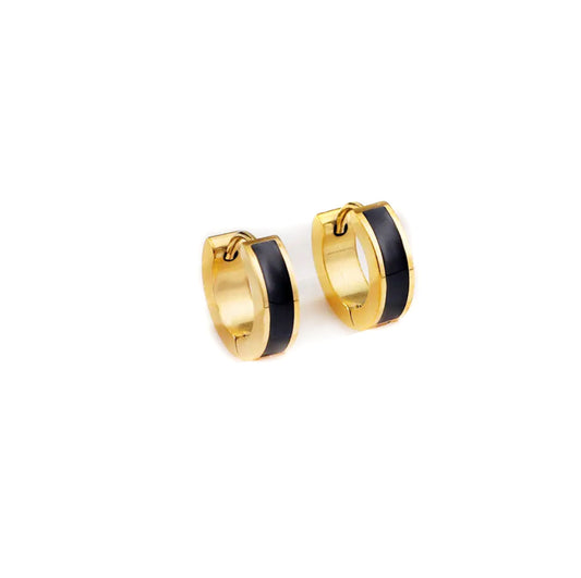Alice Luxe 18k Gold Plated Black Huggie Hoops