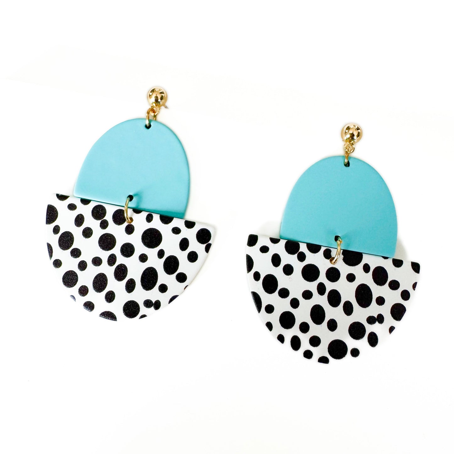 Lottie Turquoise & Monochrome Polka Dot Statement Earrings