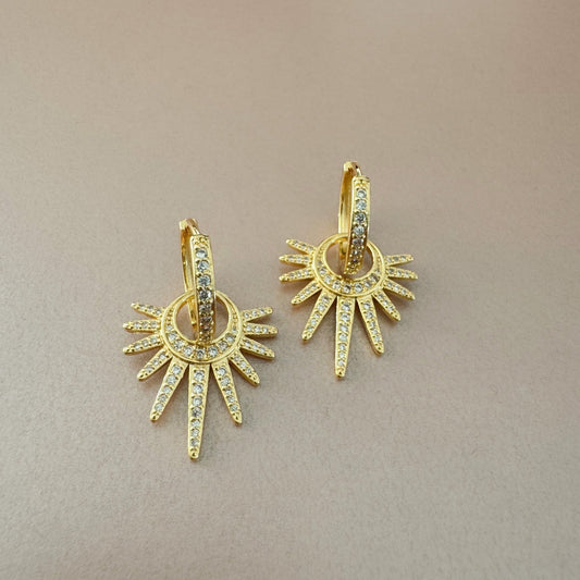 Nola Sunburst Charm Jewel Hoop Earring