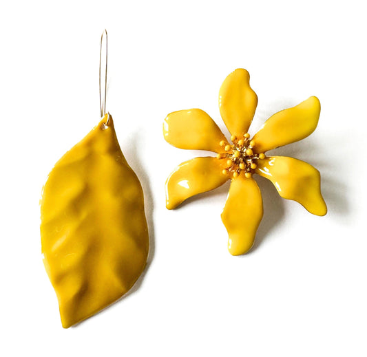 Orla Large Yellow Statement Mismatch Earrings